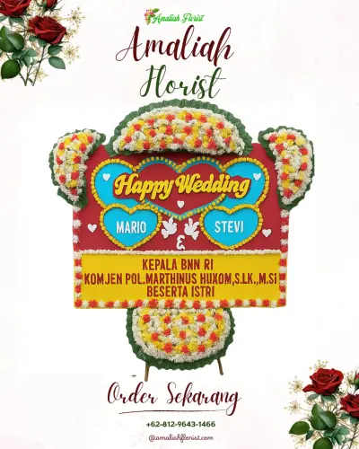 Karangan Papan Bunga Pernikahan di Pesidi